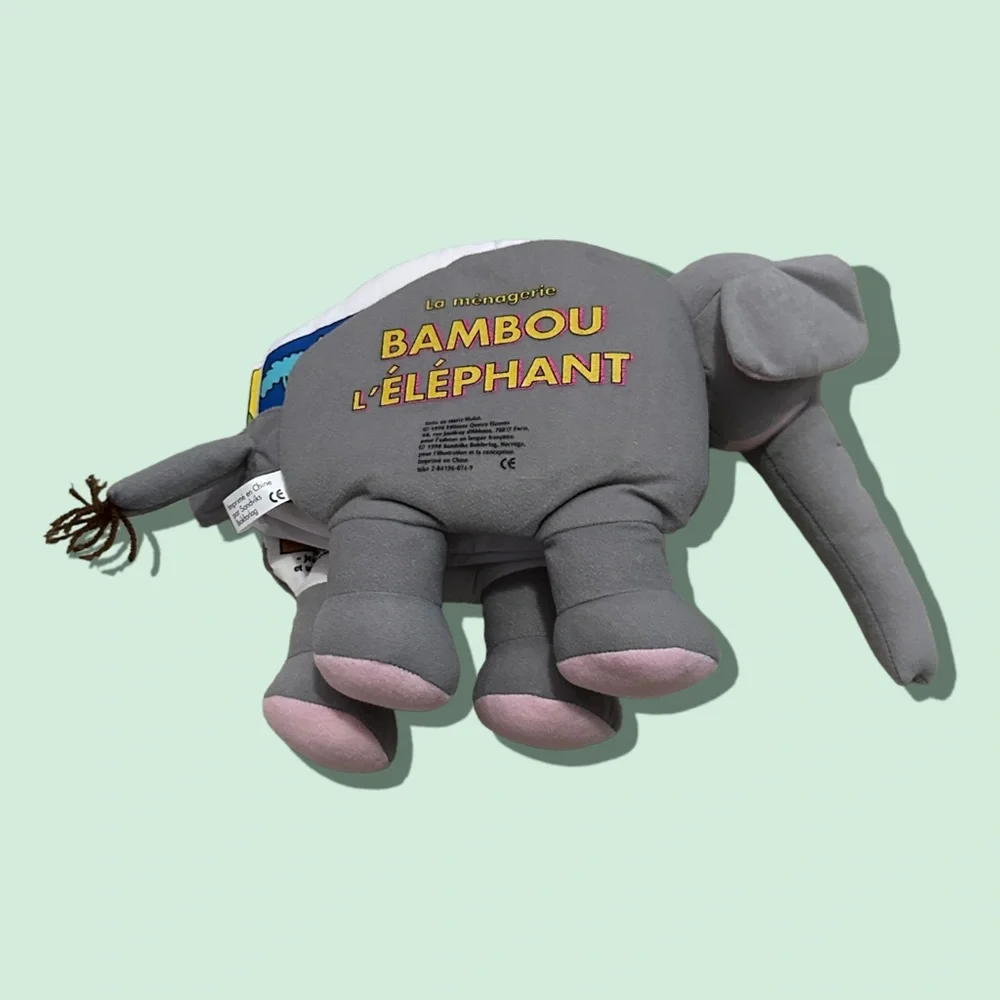 Vintage French L’Menagerie Bambou L’Elephant Soft Animal Story Book 1998